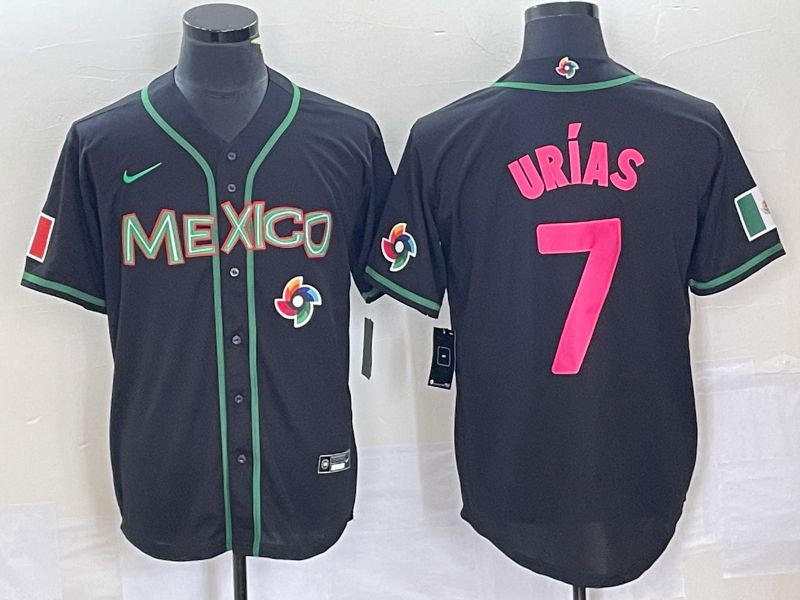 Men 2023 World Cub Mexico #7 Urias Black pink Nike MLB Jersey47